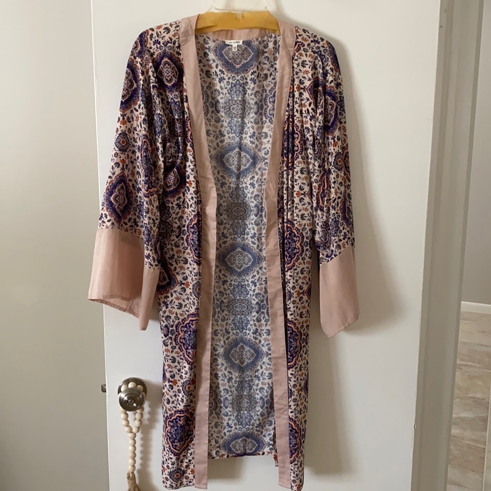 VICI pink navy satin kimono- S/M